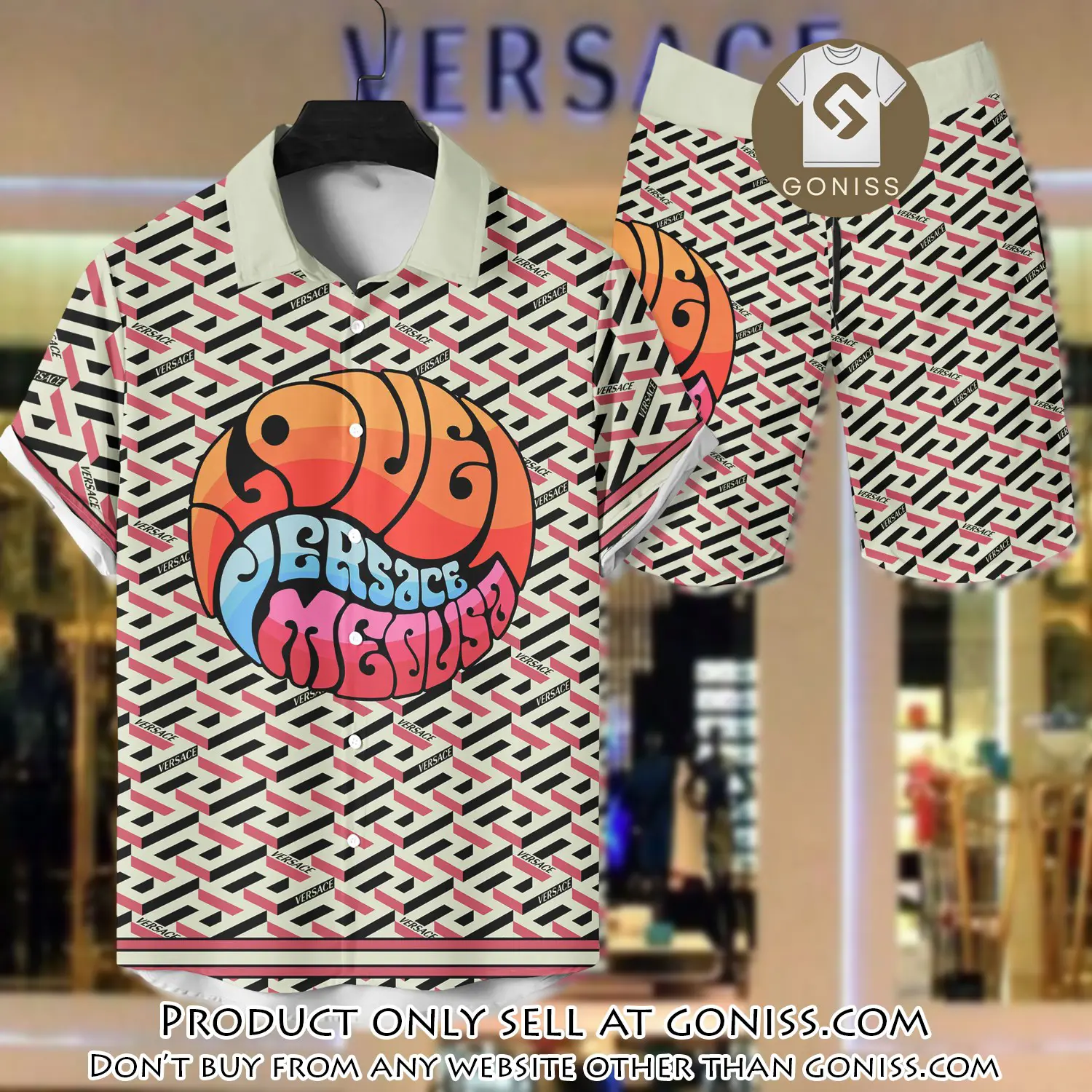 Versace luxury hawaiian shirt & short set lhs1208 gn5653258